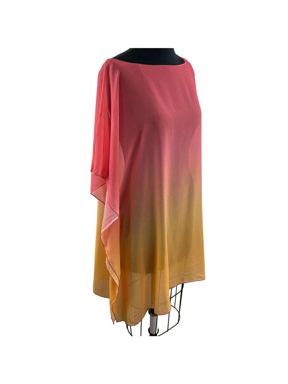 Seductive Wear Orange Yellow Tunic Blouse Top Boat Neck Cover Up Size M Medium